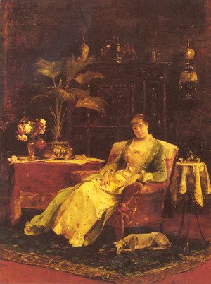 Mihaly Munkacsy - A lady seated in an Elegant Interior