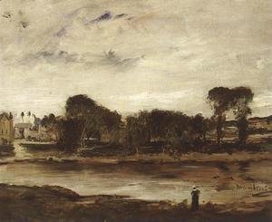 Mihaly Munkacsy - Landscape with River 1880