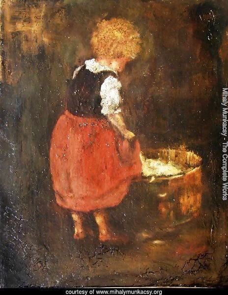 Shredding linen - Sketch of the little girl