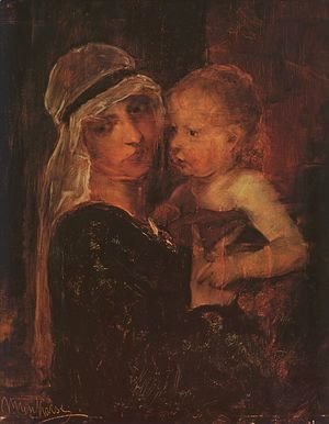 Mihaly Munkacsy - Mother and Child - Study for Christ before Pilate (Anya Gyermekkel- Tanulmany a Krisztus Pilatus elott cimu kephez)  1880