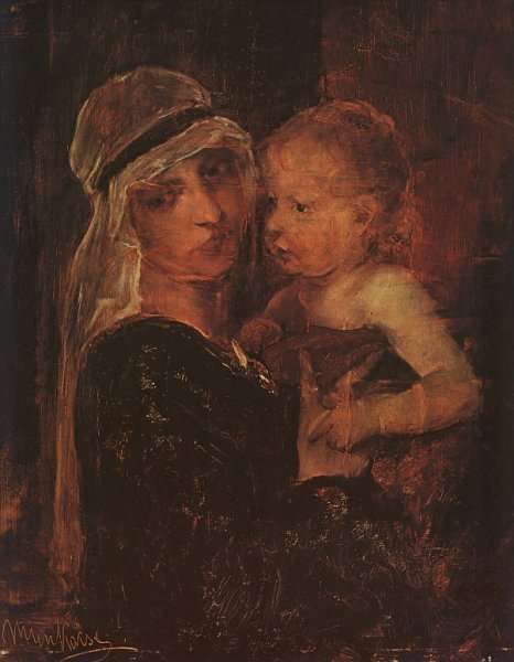 Mother and Child - Study for Christ before Pilate (Anya Gyermekkel- Tanulmany a Krisztus Pilatus elott cimu kephez)  1880 by Mihaly Munkacsy