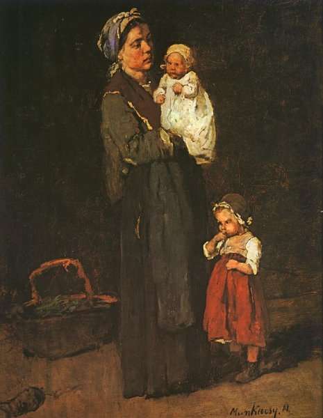Mother and Child - study for "The Pawnbrokers Shop" (Anya Gyermekkel- Tanulmany a zaloghaz címü kephez)  1873 by Mihaly Munkacsy