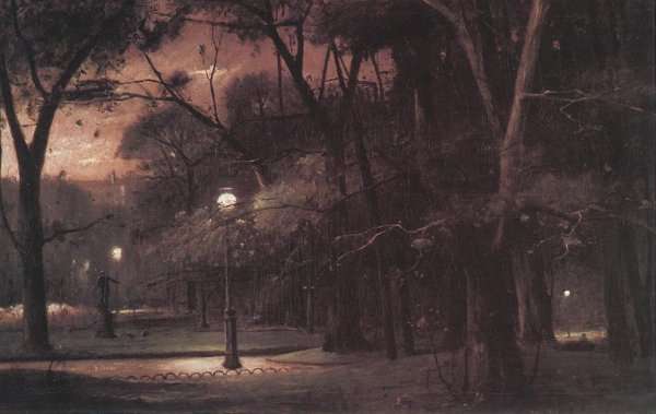 Park Monceau at Night (A Parc Monceau ejjel)  1895 by Mihaly Munkacsy