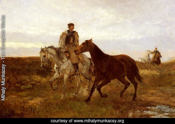 Leading the Horses Home at Sunset