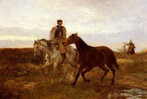 Mihaly Munkacsy - Leading the Horses Home at Sunset