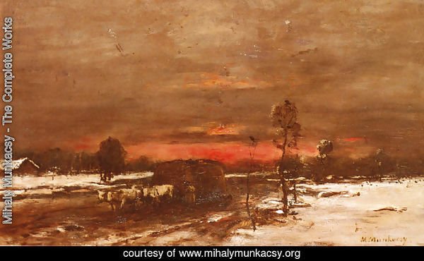 A Winter Landscape at Sunset